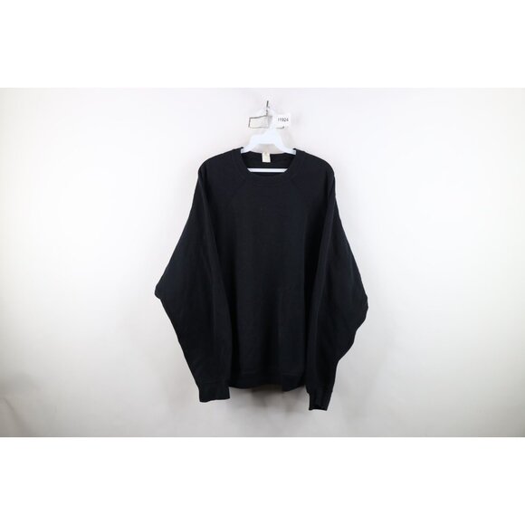 Vintage 80s 90s Streetwear Mens XL Distressed Blank Gusset Sweatshirt Black USA - Picture 1 of 12